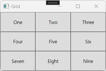 WPF Grid에 버튼 9개를 배치한 기본형