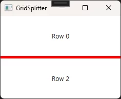 Grid의 Row가 3개로 나뉘어져 있고 Row 0번째와 2번째는 TextBlock이 있고 가운데 빨간 GridSplitter가 있는 창
